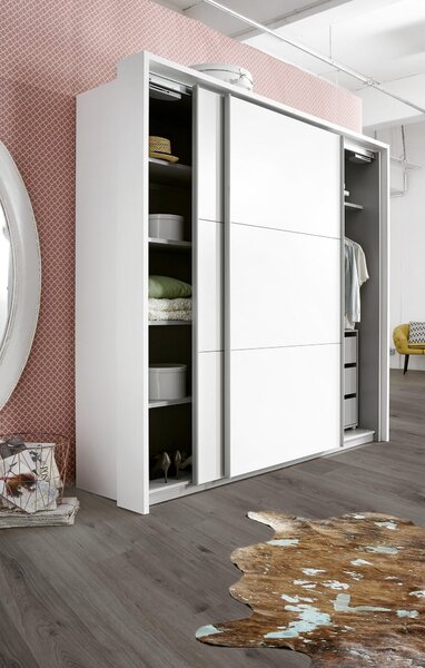 ŠAT. SKRIŇA S POSUV. DVERAMI, biela, 270/210/61 cm Carryhome - Skrine, Online Only