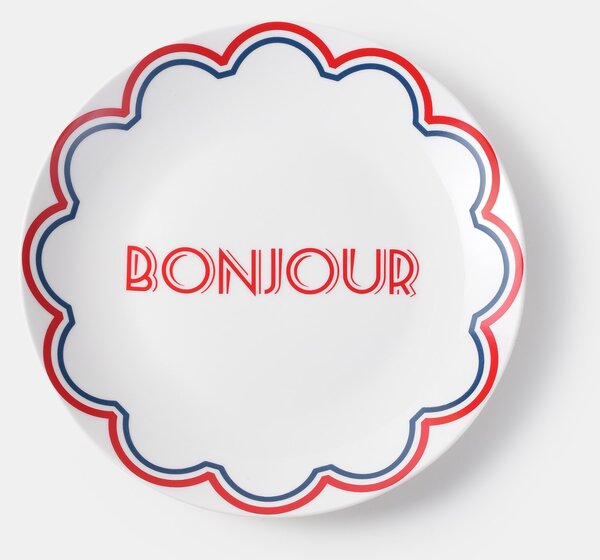 Sinsay - Keramický tanier s nápisom Bonjour - viacfarebná