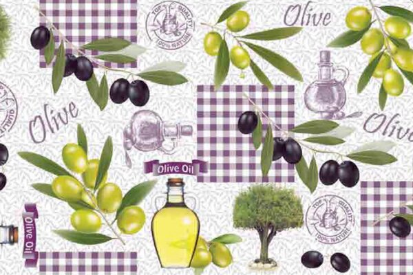 Obrus ​​PVC okrúhly DC-227A - Olivy (rôzne veľkosti)