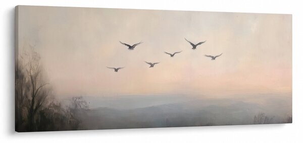Obraz - Hejno vtákov (120x50 cm)