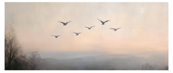 Obraz - Hejno vtákov (120x50 cm)