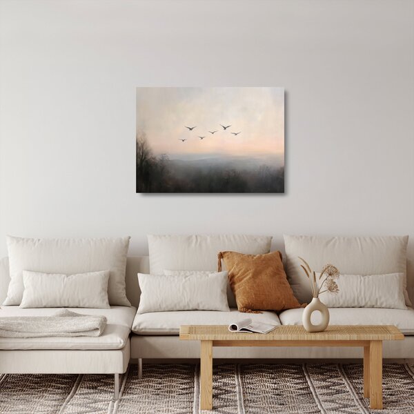 Sklenený obraz - Hejno vtákov (70x50 cm)