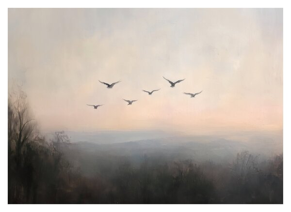 Sklenený obraz - Hejno vtákov (70x50 cm)