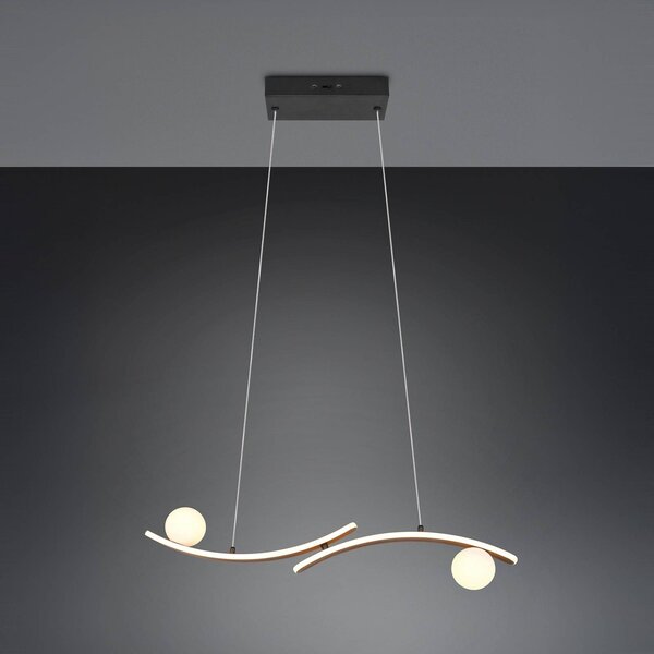 LED závesné svietidlo Napoli, čierna matná, dĺžka 82 cm, kov, Čierna, Obývacia izba / jedáleň, kov, Moderný, Závesné svietidlo
