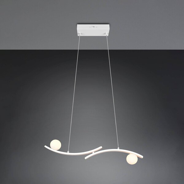 LED závesné svietidlo Napoli, matná biela, dĺžka 82 cm, kov,, Biela / opálová, Obývacia izba / jedáleň, kov, Moderný, Závesné svietidlo