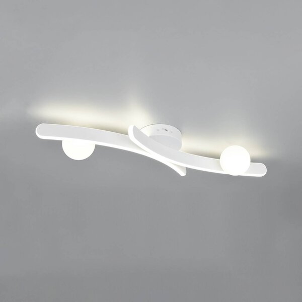 Stropné LED svetlo Napoli, biele matné, dĺžka 70 cm, kov, Biela / opálová, Obývacia izba / jedáleň, kov, Moderný, Stropné svetlo
