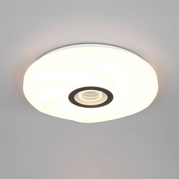 Stropné LED svetlo Sano, biele, Ø 39 cm, diaľkové ovládanie, Biela / opálová, Obývacia izba / jedáleň, Plast, Moderný, Závesné svietidlo