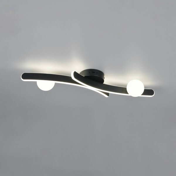 Trio Lighting Stropné LED svetlo Napoli, čierne matné, dĺžka 70 cm, kov, Čierna, Obývacia izba / jedáleň, kov, Moderný, Stropné svetlo