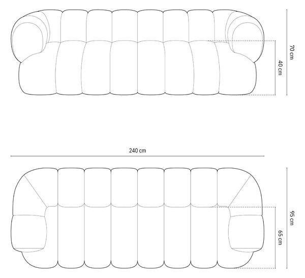 MUZZA Štvormiestna pohovka KOEGO 240 cm chenille sivá