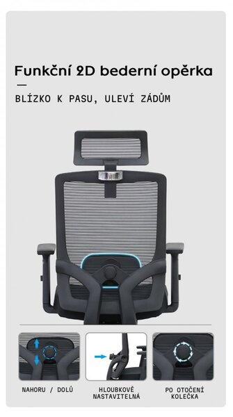 Kancelárska ergonomická stolička Neoseat BRENDA — čierna, nosnosť 150 kg