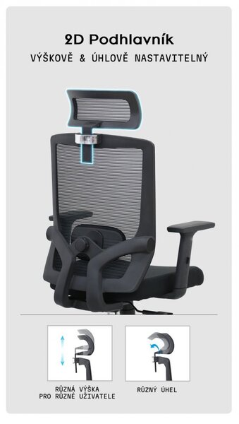 Kancelárska ergonomická stolička Neoseat BRENDA — čierna, nosnosť 150 kg