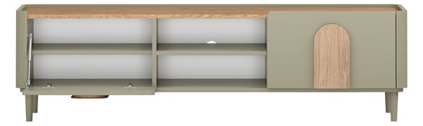 TV skrinka Amilio 170 cm na nožičkách - eukalyptus / dub baltic dune / úchytky dub prírodný