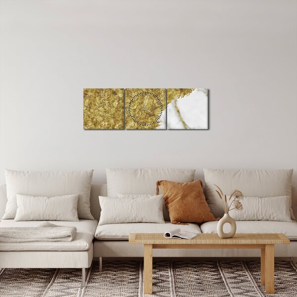 Obraz - Zelený mramor N⁰2 (s hodinami) (90x30 cm)