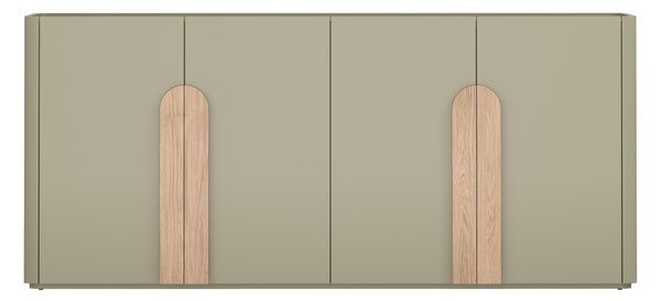Komoda Amilio 200 cm štvordverová - eukalyptus / dub baltic dune / úchytky dub prírodný