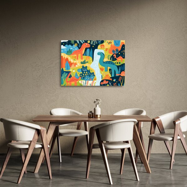 Sklenený obraz - Veselí dinosaury (70x50 cm)