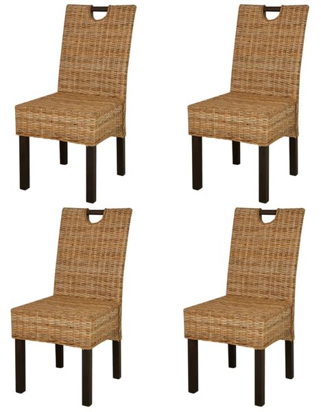 Jedálenské stoličky 4 ks ratan kubu a mangové drevo