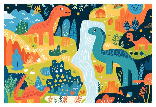 Obraz - Veselí dinosaury (90x60 cm)