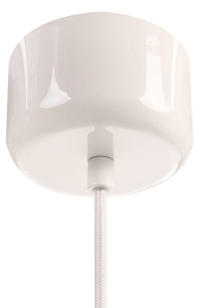 Závesná lampa biela železo biele tienidlo mid-century modern štýl obývacia izba spálňa