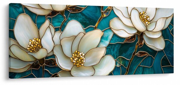 Obraz - Vitráž s magnóliou (120x50 cm)