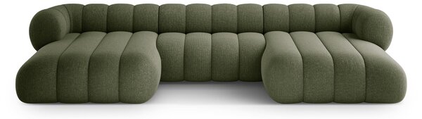 MUZZA Rohová pohovka do tvaru U KOEGO 348 cm chenille zelená