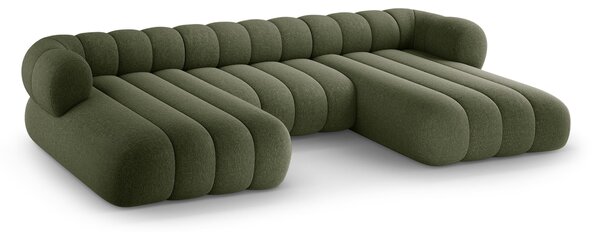 MUZZA Rohová pohovka do tvaru U KOEGO 348 cm chenille zelená
