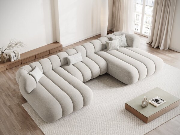 MUZZA Rohová pohovka do tvaru U KOEGO 348 cm chenille krémová