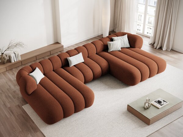 MUZZA Rohová pohovka do tvaru U KOEGO 348 cm chenille terakota