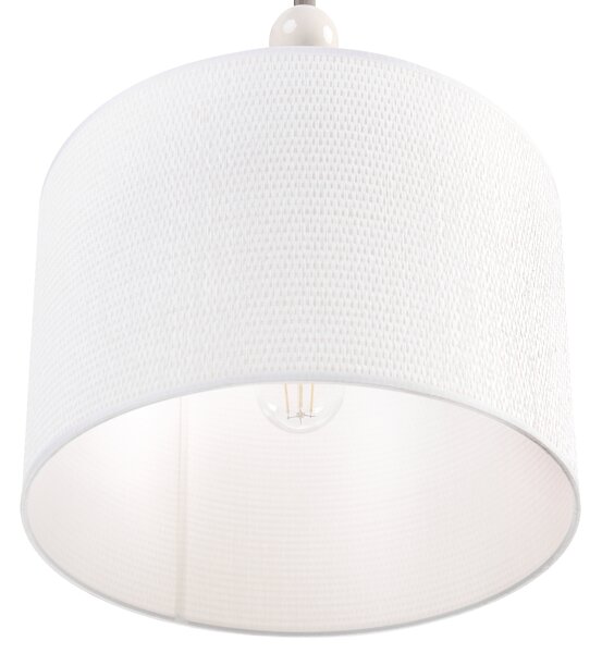 Závesná lampa biela a béžová železo biele tienidlo mid-century modern štýl obývacia izba spálňa
