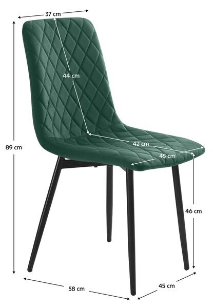 KONDELA Jedálenská stolička, smaragdová Velvet látka/kov, DAMIA TYP 2