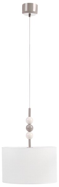 Závesná lampa biela a béžová železo biele tienidlo mid-century modern štýl obývacia izba spálňa