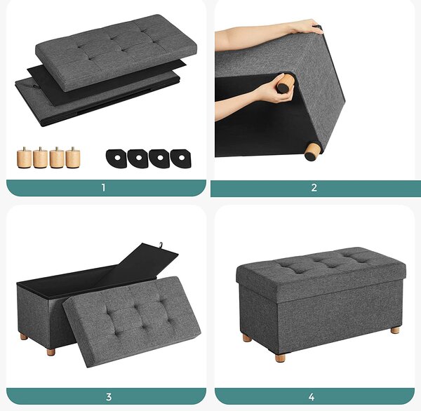 SONGMICS Úložný box na nožičkách 65 l tmavosivý