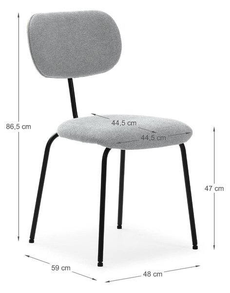 MUZZA Jedálenská stolička SADA sivá