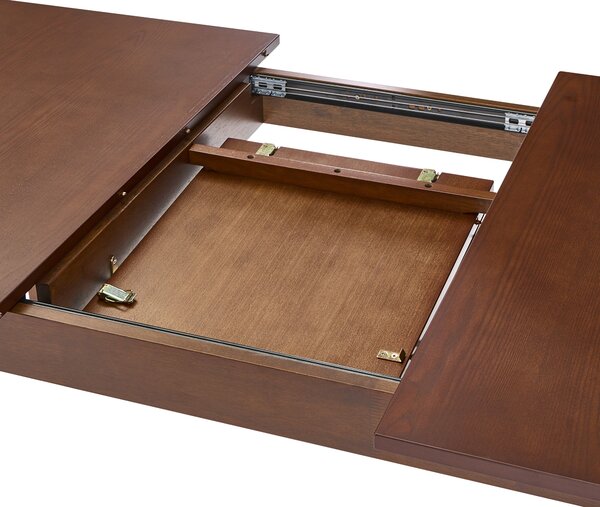 Rozkladací jedálenský stôl tmavý jaseň MDF 160/200 x 90 cm dyhovaná vrchná doska moderný dizajn kuchynský stôl