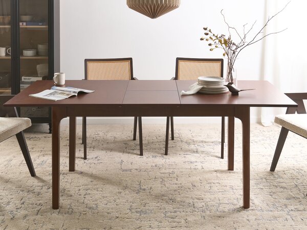 Rozkladací jedálenský stôl tmavý jaseň MDF 160/200 x 90 cm dyhovaná vrchná doska moderný dizajn kuchynský stôl