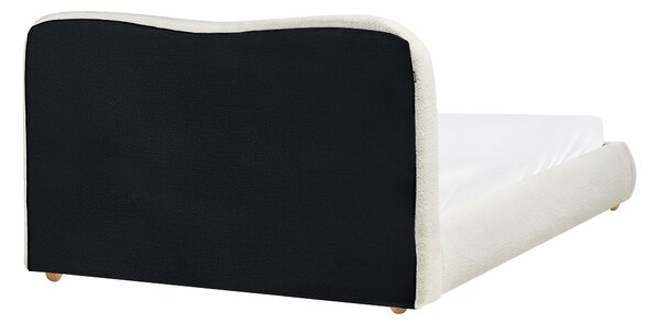 Posteľ s úložným priestorom krémová biela buklé čalúnenie 140 x 200 cm minimalistický moderný dizajn spálňa