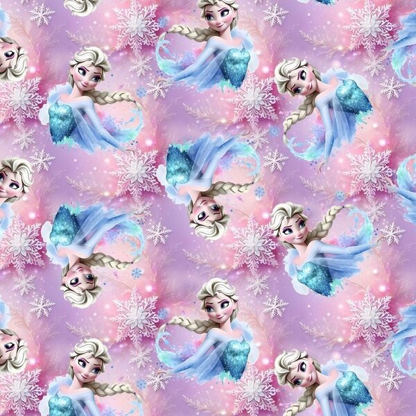 Metráž Teplákovina digital - Anna a Elza Frozen ružová