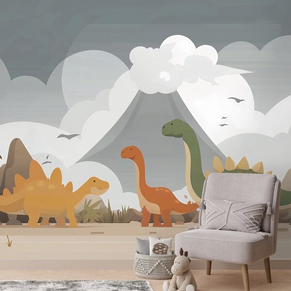 Tapeta farebné dinosaury v krajine