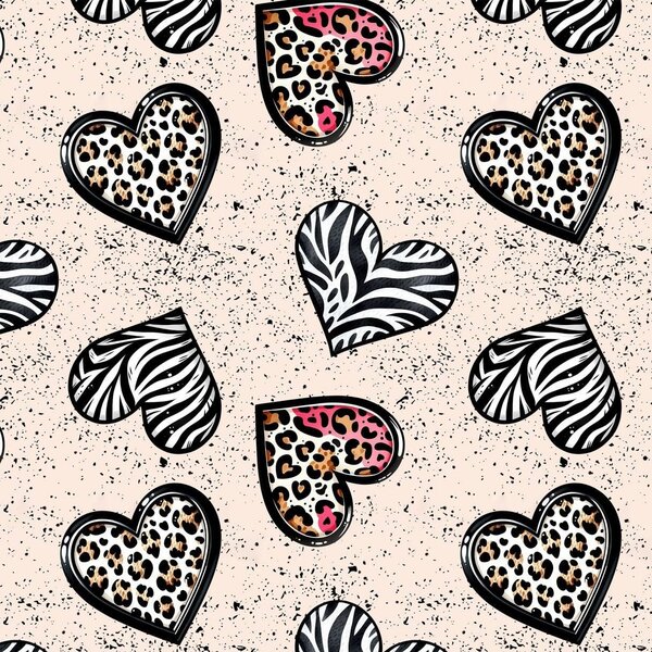 Metráž Teplákovina digital - Leopard hearts