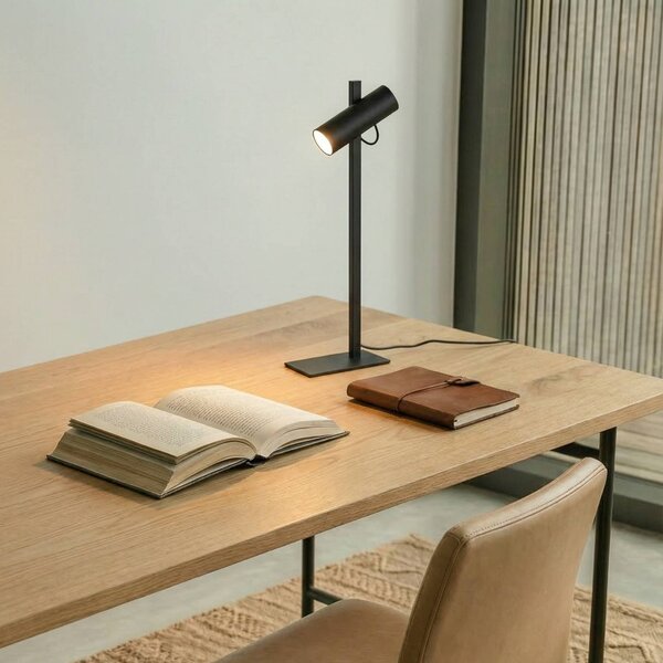 Stolná lampa Lucande Lysias, čierna, kov, výška 55 cm, Čierna, Obývacia izba / jedáleň, kov, Moderný, Stojacie svietidlo