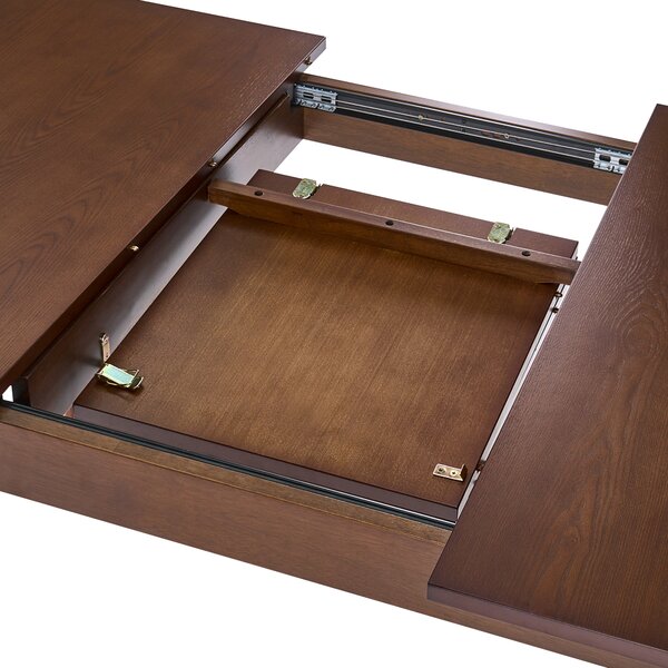 Rozkladací jedálenský stôl tmavý jaseň MDF vrchná časť 180/220 x 90 cm drevené nohy moderný štýl kuchyňa jedáleň