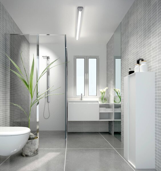 Helestra LED zrkadlo svetlo LOOM 2, dĺžka 120 cm, IP44,, Chrómová / strieborná, Kúpeľňa, kov
