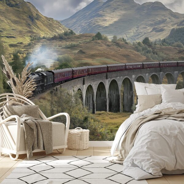 Tapeta vlak na horskom viadukte