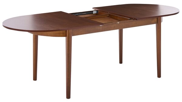 Rozkladací jedálenský stôl tmavý jaseň MDF vrchná časť 180/220 x 90 cm drevené nohy moderný štýl kuchyňa jedáleň