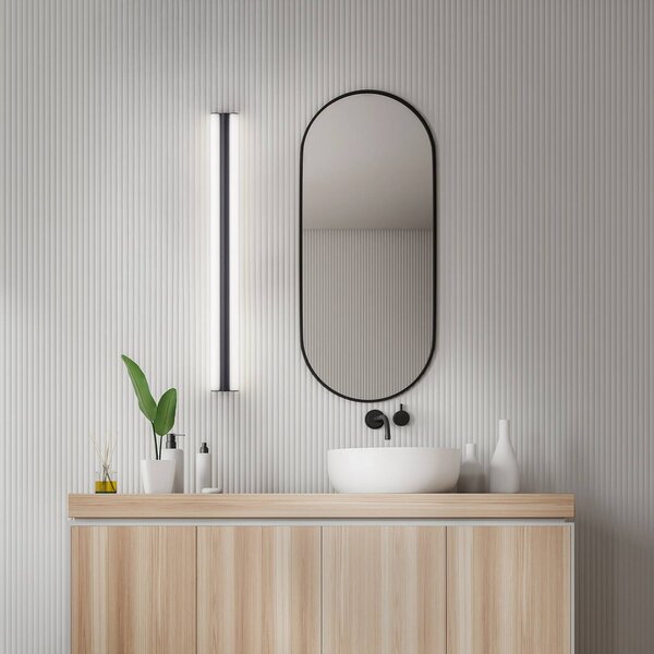 Helestra LED zrkadlo svetlo LOOM, dĺžka 90 cm, čierna, IP44, Čierna, Kúpeľňa, kov