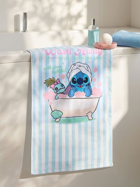 Sinsay - Bavlnený uterák Lilo & Stitch - svetlomodrá
