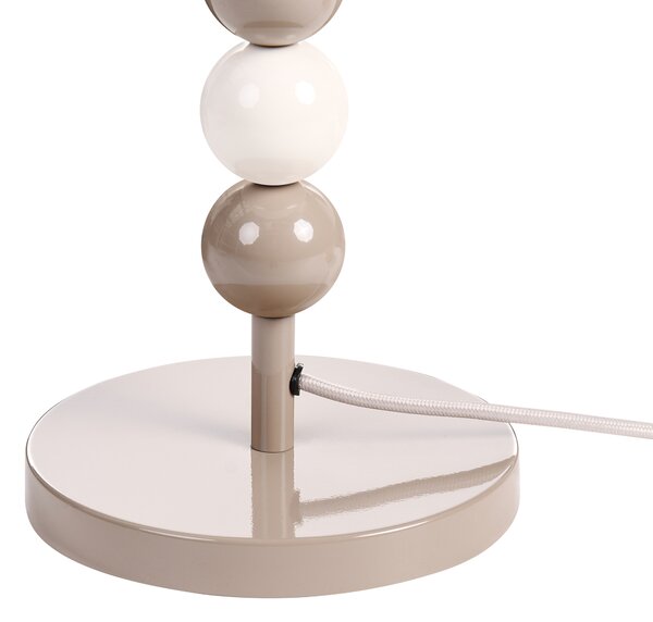 Stolná lampa béžová a biela železný podstavec biele tienidlo mid-century modern štýl obývacia izba spálňa