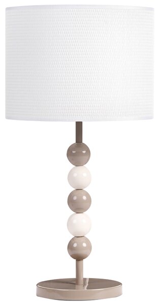 Stolná lampa béžová a biela železný podstavec biele tienidlo mid-century modern štýl obývacia izba spálňa