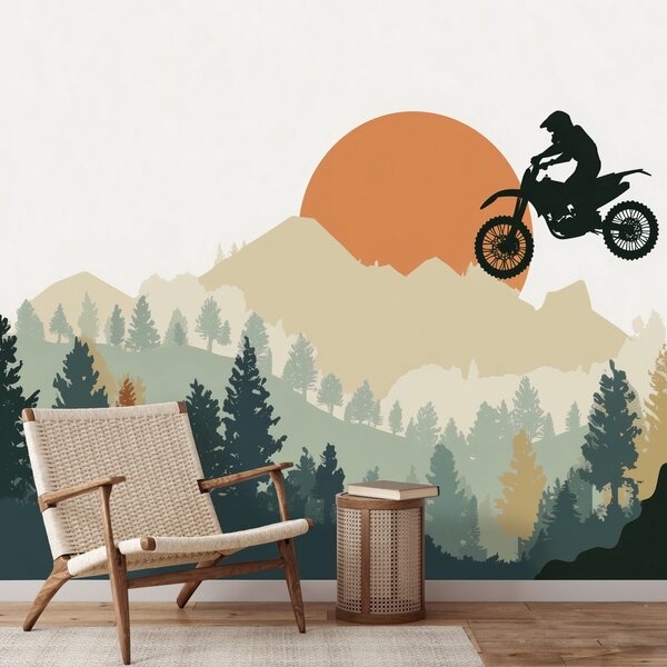 Tapeta motokrosový skok v horách