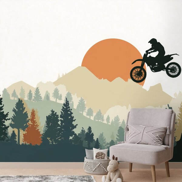 Tapeta motokrosový skok v horách