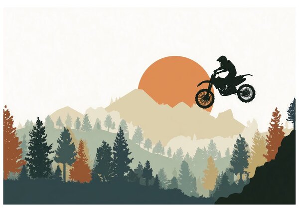 Tapeta motokrosový skok v horách
